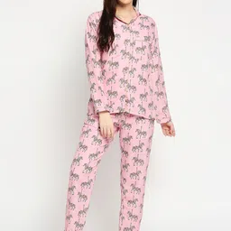 Pyjama Party Women Cotton Blend Printed Night suit-image-77