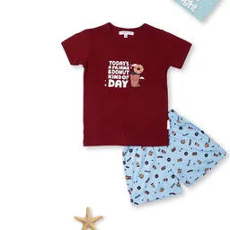 Bedtime story Kids Printed Cotton T-shirt With Shorts Night Suit-picture-9