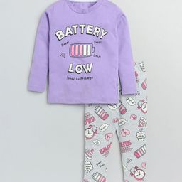 YK Girls Purple & Grey Printed Pure Cotton Night suit-image-22