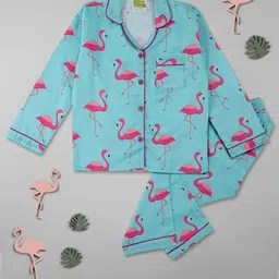 Pyjama Party Kids Conversational Printed Pure Cotton Shirt With Pyjamas-image-94