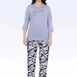 MAYSIXTY Women Blue Printed Night suit-image-70
