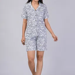 SHOOLIN Floral Printed Lapel Collar Pure Cotton Shirt & Shorts-image-24