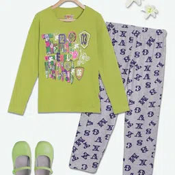 SINI MINI Girls 2 Pieces Typography Printed Night Suit-image-38