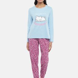 Dreamz by Pantaloons Women Blue & Purple Printed Night suit-picture-26