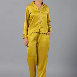 ETC Mustard Lapel Collar Long Sleeves Night suit-picture-12