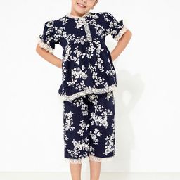 Cherry Crumble Girls Navy Blue & White Floral Print Cotton Night suit-image-28