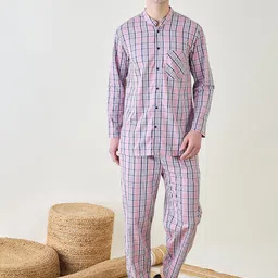 The Kaftan Company Men Checked Night suit-image-9