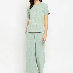 Camey Geometric Printed Round Neck Short Sleeves T-shirt With Pyjamas-picture-17