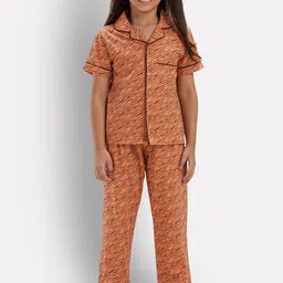 Growing Tree Kids Abstract Printed Pure Cotton Night Suit-image-37
