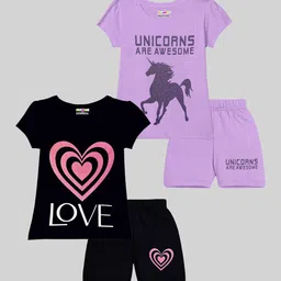 KUCHIPOO Girls Pack Of 2 Graphic Printed Night suits-43