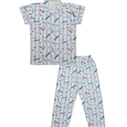 Clothe Funn Boys Conversational Printed Pure Cotton Night suit-image-54