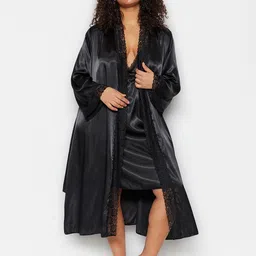 Trendyol Plus Size Knee Length Nightdress With Robe-image-50