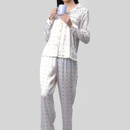 PRETTY LOVING THING Women White & Yellow Stars Printed Night suit-image-13