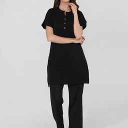 Duchess Geometric Printed Mandarin Collar Kurti With Trouser-image-41