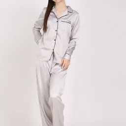 PRETTY LOVING THING Women Lapel Collar Shirt & Pyjama Night suit-image-25