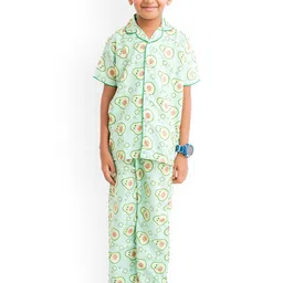 Lyril Kids Printed Lapel Collar Night suit-picture-22