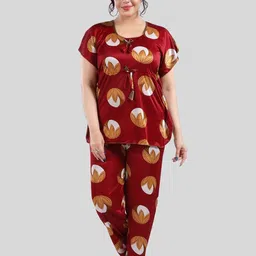 Fabme Floral Printed Top With Pyjamas-image-82