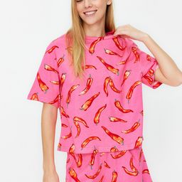 Trendyol Graphic Printed Pure Cotton Night Suit-picture-37