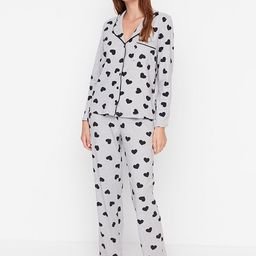 Trendyol Women Grey & Black Printed Night suit-image-101
