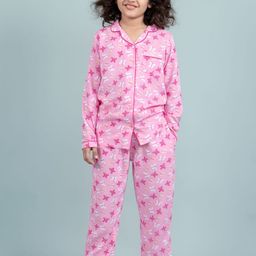 TWEENY MINI Girls Graphic Printed Lapel Collar Shirt & Pyjama-image-75