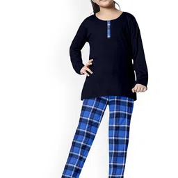 FUNKRAFTS Girls Checks Pure Cotton Night Suit-image-46