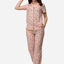 Soie Women Pink & Peach-Coloured Printed Night suit-image-33