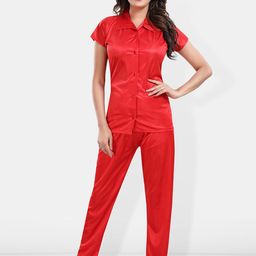 Be You Lapel Collar Satin Night suit-image-26