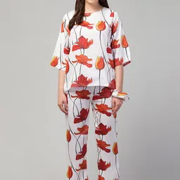 FFLIRTYGO Women White & Red Printed Night suit-picture-30