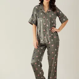 The Kaftan Company Women Olive Printed Night Suit-image-57