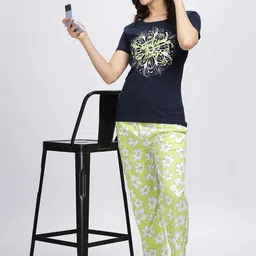 Elzoh Floral Printed Cotton T-shirt With Pyjamas-picture-54