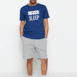 Trendyol Typography Printed Pure Cotton T-shirt With Shorts-image-31
