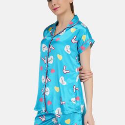 KOI SLEEPWEAR Blue & Red Printed Night suit-24