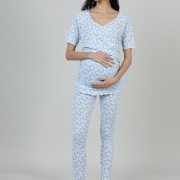 mackly Floral Printed Pure Cotton Maternity T-shirt With Leggings-picture-27