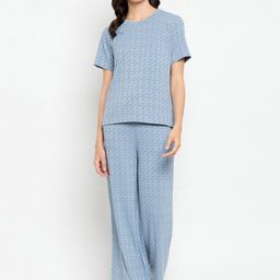 Camey Geometric Printed Round Neck Short Sleeves T-shirt With Pyjamas-image-6