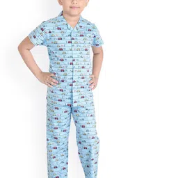 Clothe Funn Boys Conversational Printed Pure Cotton Night Suit-image-82