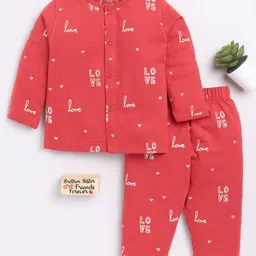 Clt.s Kids Typography Printed Long Sleeves Pure Cotton Shirt With Pyjamas-image-28
