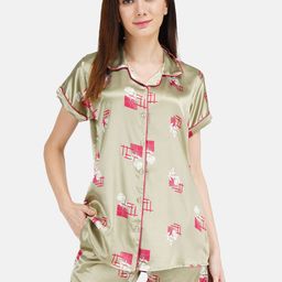 KOI SLEEPWEAR Women Green & Red Printed Night suit-image-87