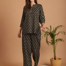 Indreams Ethnic Printed Pure Cotton Night Suit-image-23