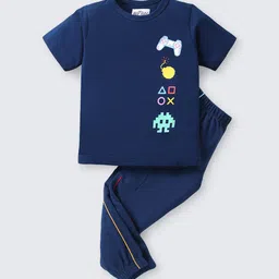 Nite Flite Boys Printed Pure Cotton Night Suit-image-1