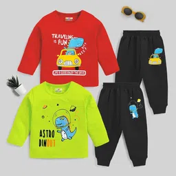 KUCHIPOO Pack of 2 Boys Graphic Printed T-Shirts and Pyjamas Sets-image-53