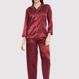 KOI SLEEPWEAR Lapel Collar Satin Night Suit-picture-32