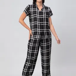 DEBONATELLA Checked Pure Cotton Night suit-image-61