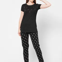 Sweet Dreams Women Black & White Printed Night suit-picture-13