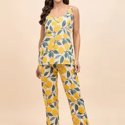 MABISH by Sonal Jain Tropical Printed Sleeveless Pure Cotton Night suit-image-90