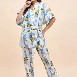 MABISH by Sonal Jain Conversational Printed Shoulder Strap Pure Cotton Kaftan Night suit-picture-58