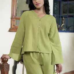 SANSKRUTIHOMES V Neck Pure Cotton Night suit-picture-12
