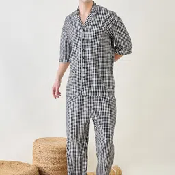 The Kaftan Company Men Checked Night suit-image-59