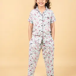 TWEENY MINI Girls Graphic Printed Lapel Collar Shirt & Pyjama-image-72