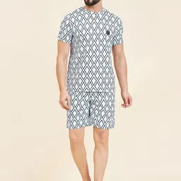 Sweet Dreams Grey Geometric Printed Round Neck Night suit-picture-12