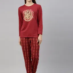 Snarky Gal Women Red Graphic Night Suits-picture-25
